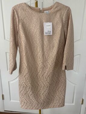 Belle Badgley Mischka NWT Gold Shimmer Jacquard Dress Size 10 Cocktail Party